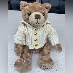 FAO Schwarz Collector TEDDY BEAR Plush Sweater Cardigan Stuffed Animal 2017 Toy